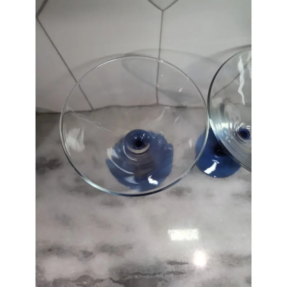 Libbey Metropolis Cobalt Blue Margarita Glasses, Set Of 2, Ball Stem Glassware - Picture 6 of 9